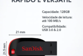 Pendrive Sandisk 128gb Cruzer Blade Usb 2.0 Pendrive 128gb Vermelho