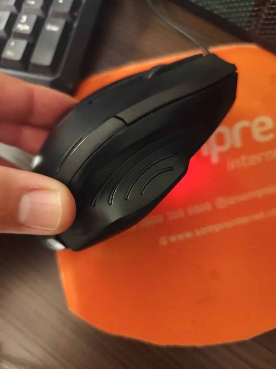 Mouse Com Fio Preto Ergonômico Ambidestro Usb Para Pc Notebook