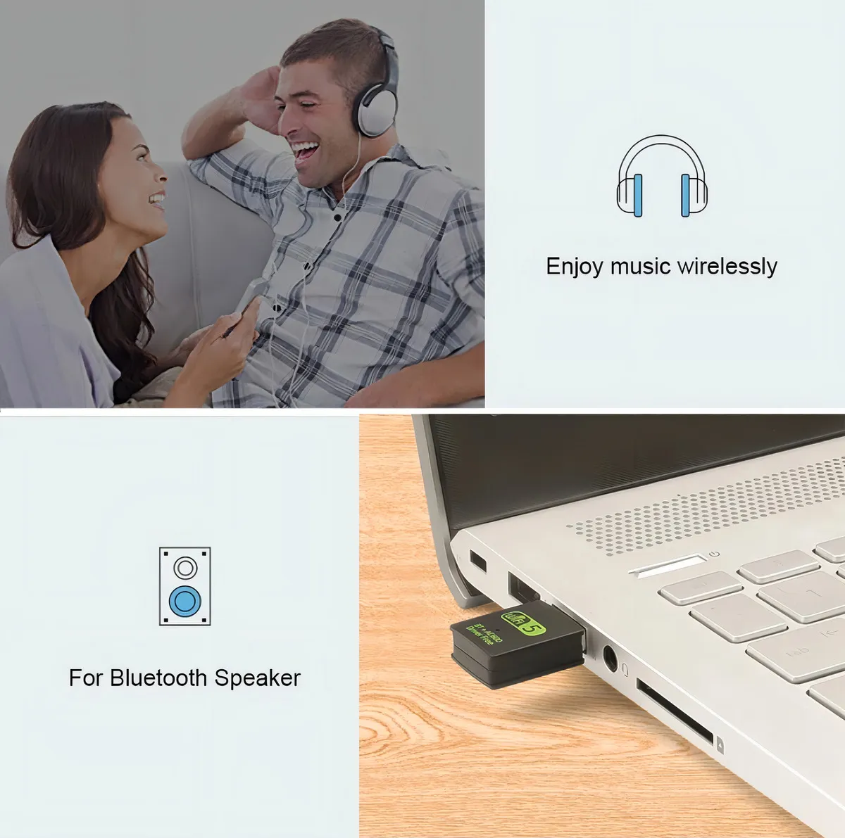 Adaptador para pc usb 2×1 receptor 600mb 5g wifi e bluetooth Chipset Realtek