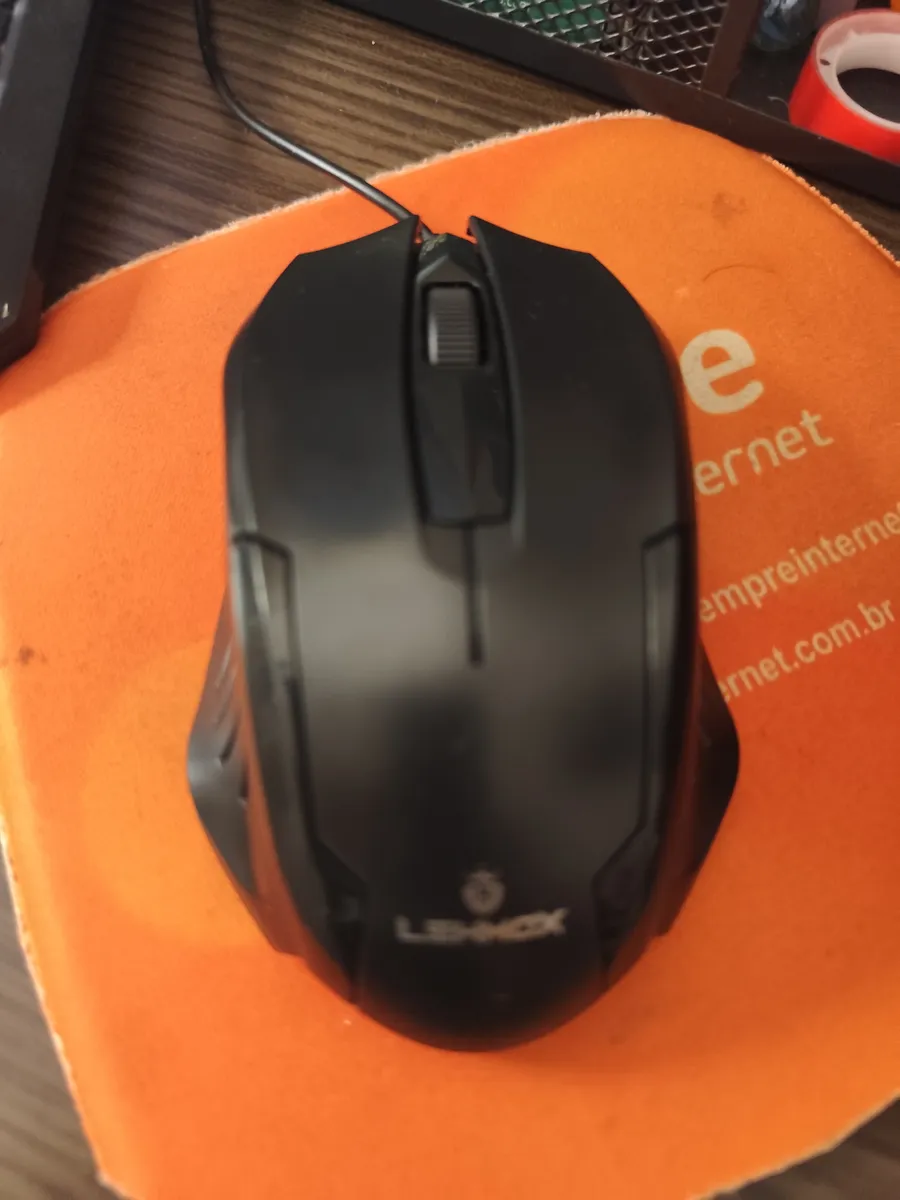 Mouse Com Fio Preto Ergonômico Ambidestro Usb Para Pc Notebook