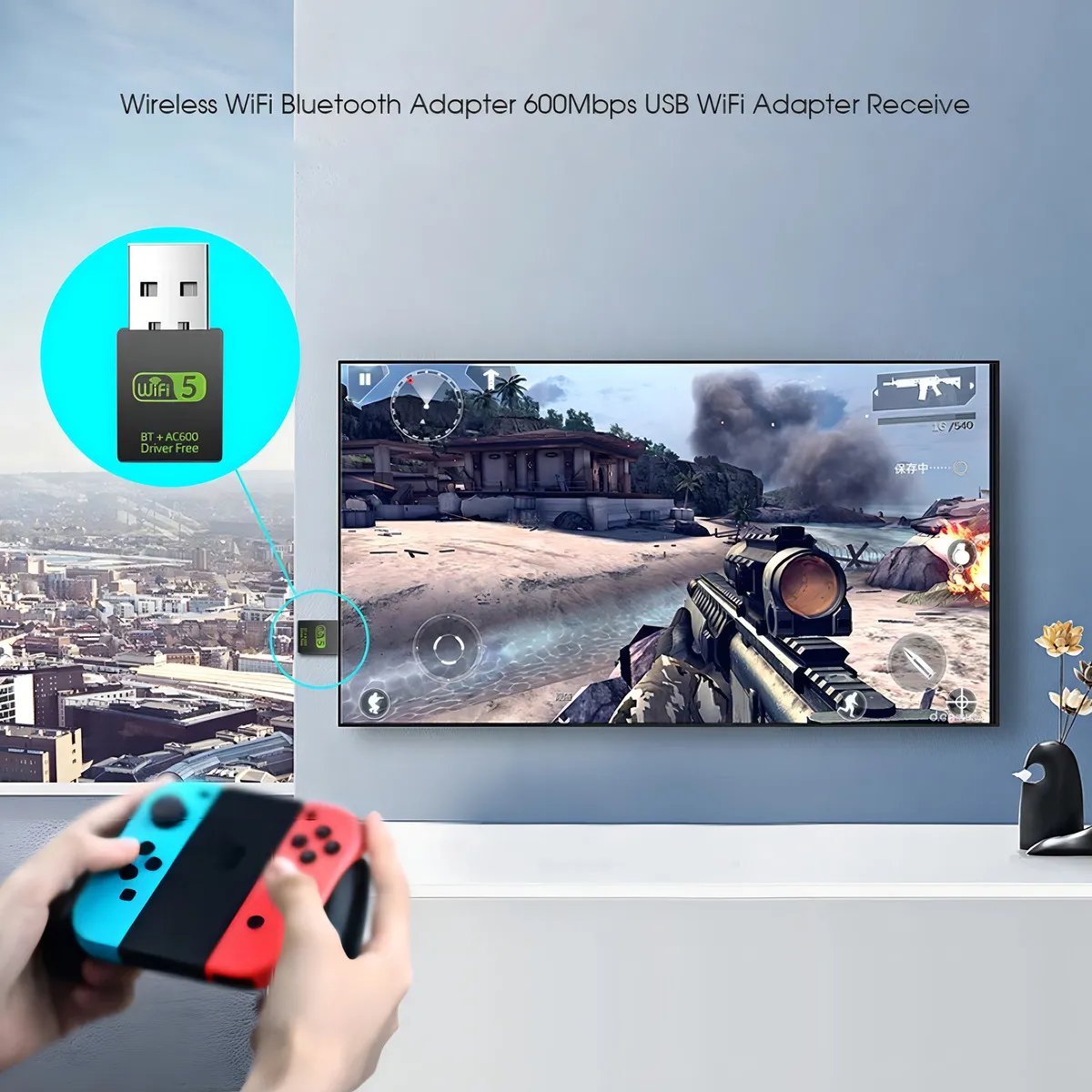 Adaptador para pc usb 2×1 receptor 600mb 5g wifi e bluetooth Chipset Realtek