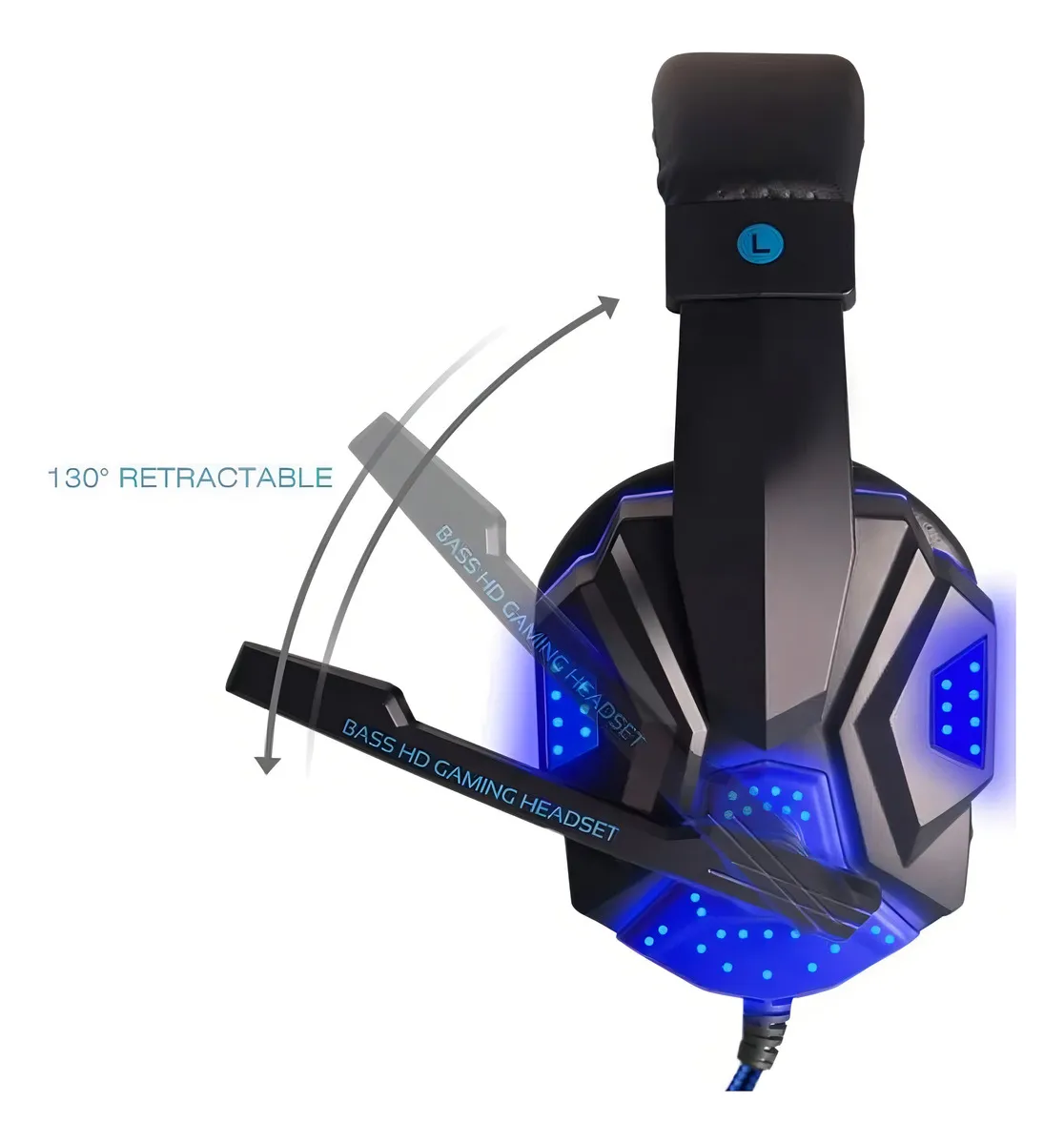 Headset Gamer Over-ear Knup KP-397 Preto/Azul LED Microfone Flexível
