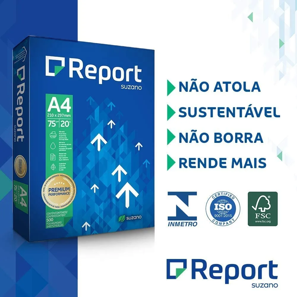 Papel A4 Sulfite Cor Branco 75g 500 Folhas Premium Resma