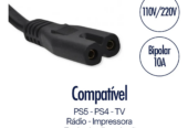 Cabo Força Energia Bipolar P/ Impressora Tv Ps4 Ps5 Preto 127/220v