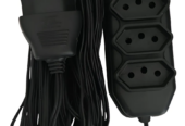 Extensão Elétrica 5 Metros Extensão Tomadas Compacta Preto 127/220v