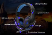 Headset Gamer Over-ear Knup KP-397 Preto/Azul LED Microfone Flexível