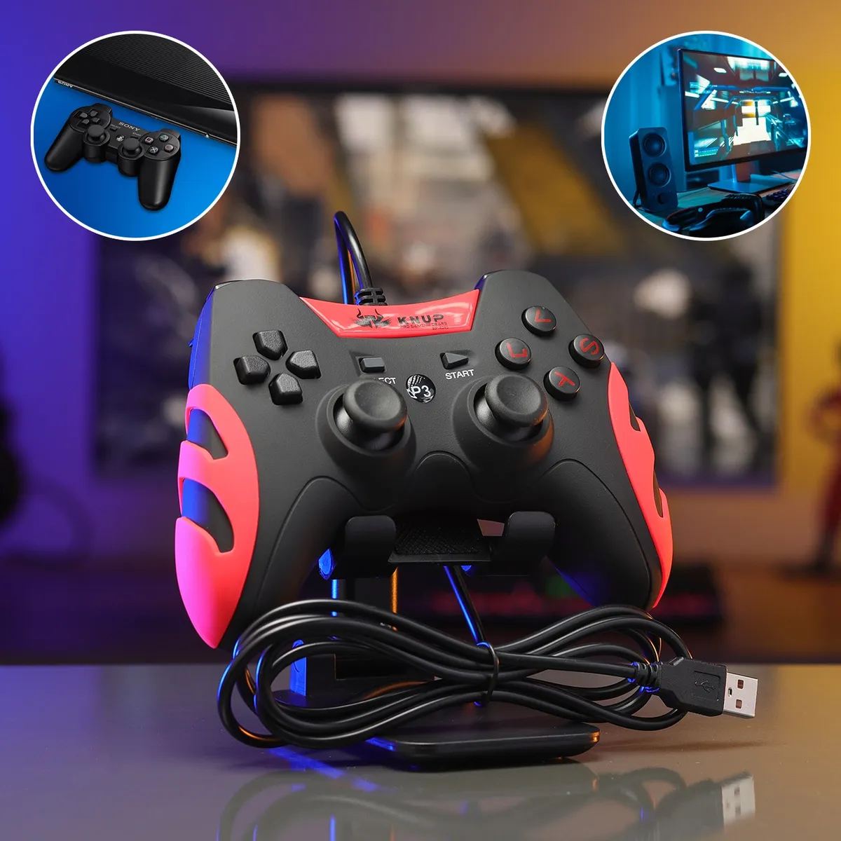 Controle Para Pc Ps3 Joystick Usb Gamer