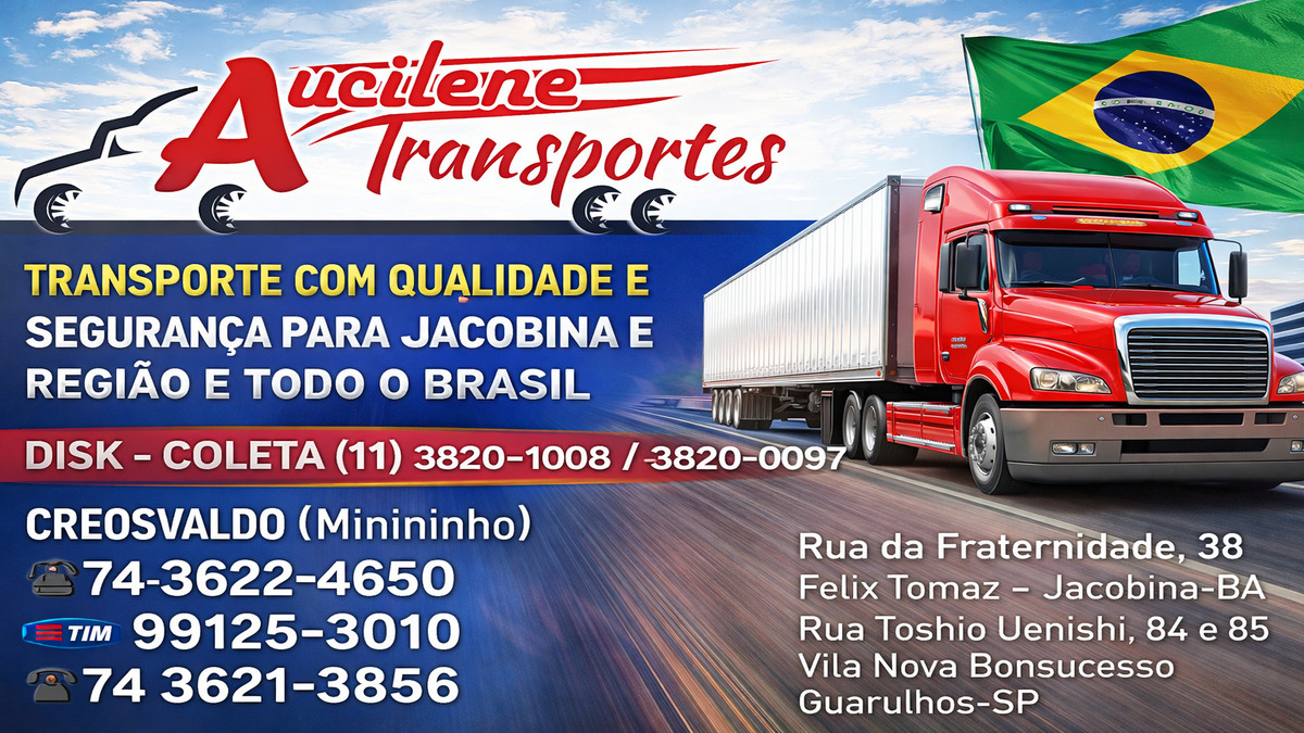 Aucilene Transportes em Jacobina – Fretes e Mudanças para todo o Brasil