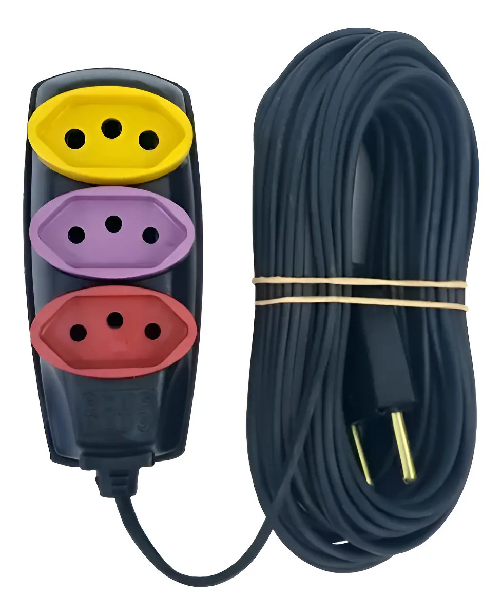 Extensão Elétrica 5 Metros Bivolt C/ 3 Tomadas