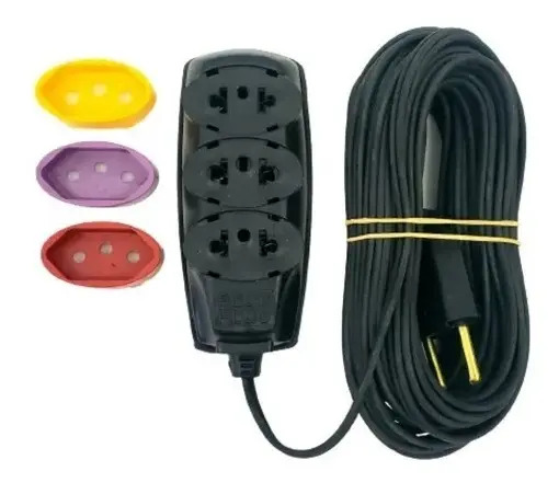 Extensão Elétrica 5 Metros Bivolt C/ 3 Tomadas