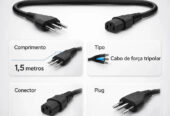 Cabo De Força, Para Pc Monitor Impressora 1,5m Metros Padrão Brasileiro Bivolt 110v 220v