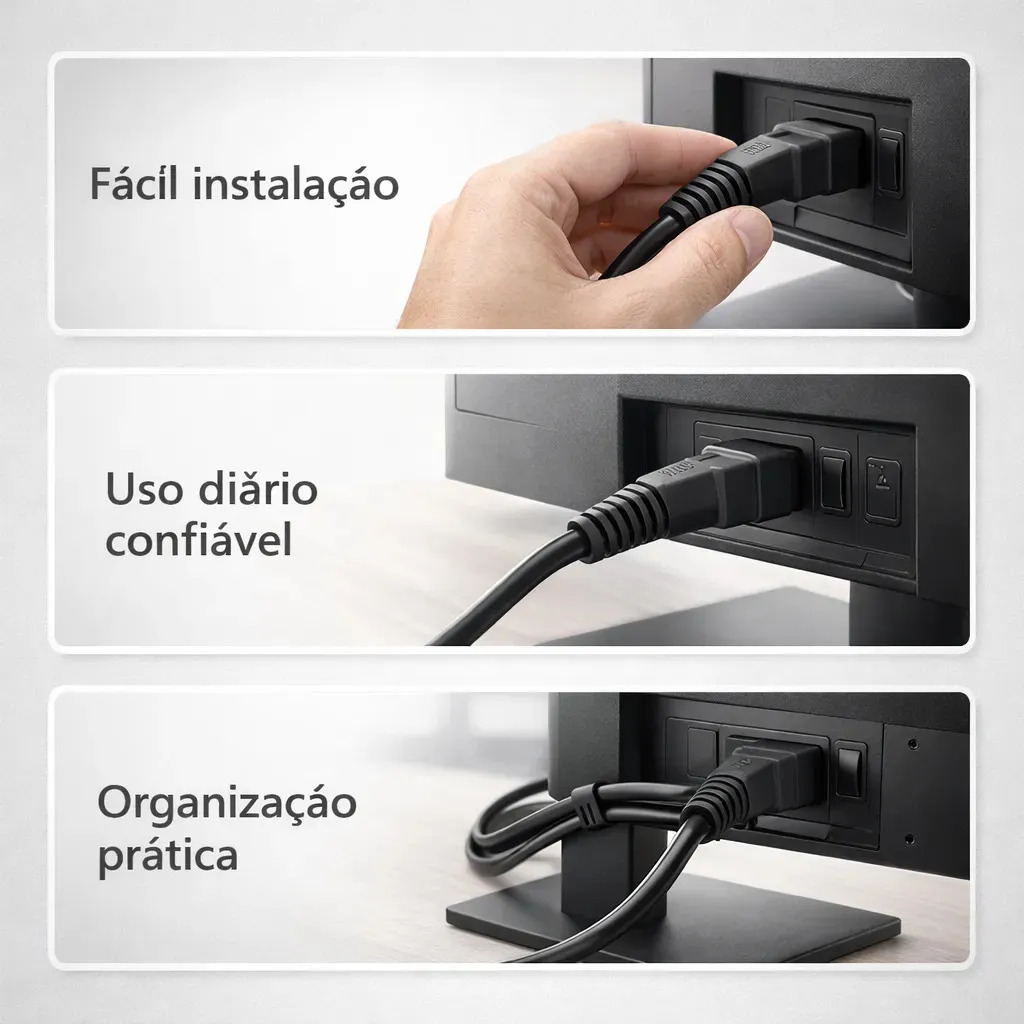 Cabo De Força, Para Pc Monitor Impressora 1,5m Metros Padrão Brasileiro Bivolt 110v 220v