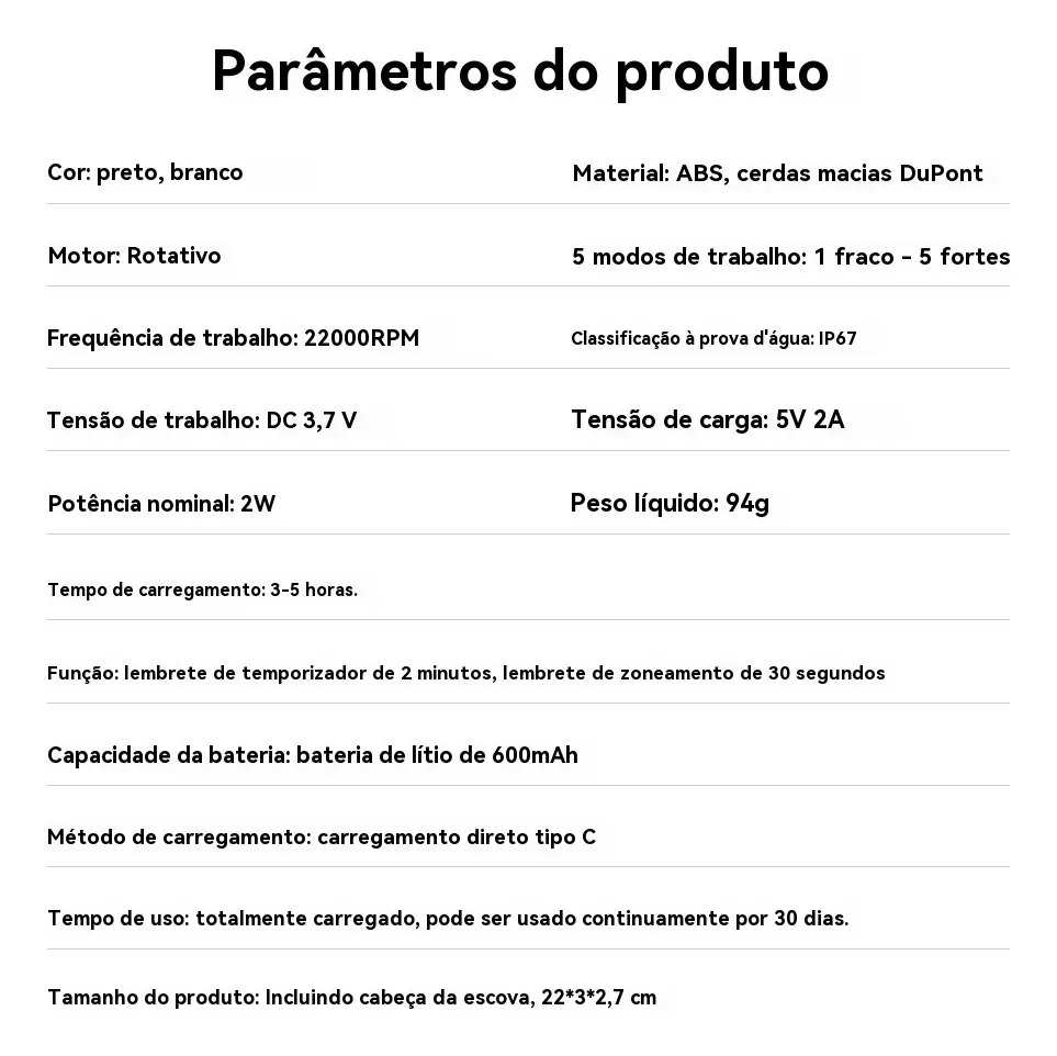 Escova De Dentes Elétrica Rotativa De 5 Velocidades